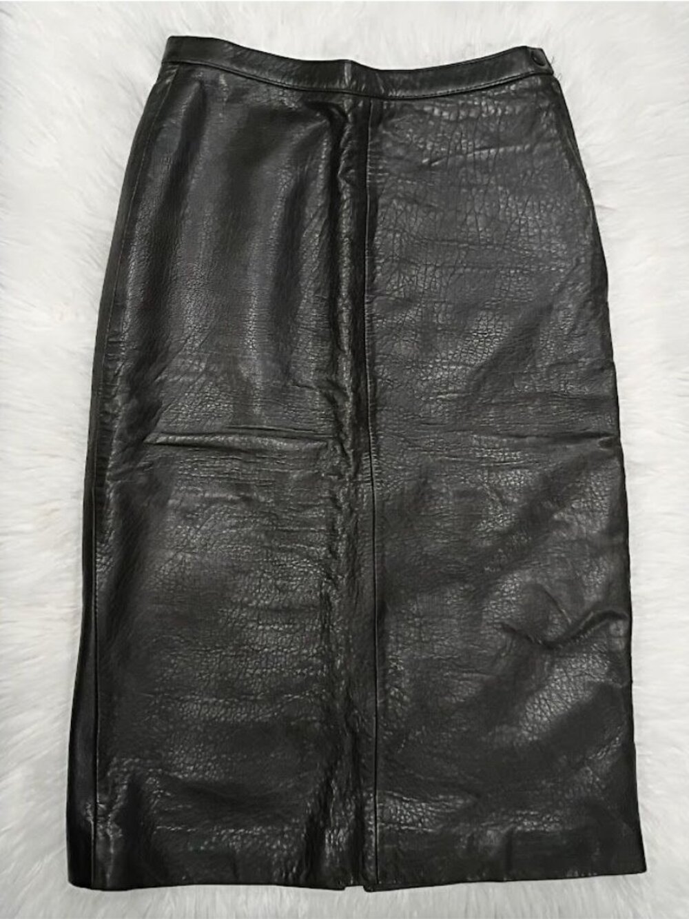 Pour Le Sport Size 6 Vintage Boho Black Pebbled Leather Midi Skirt - Picture 2 of 11